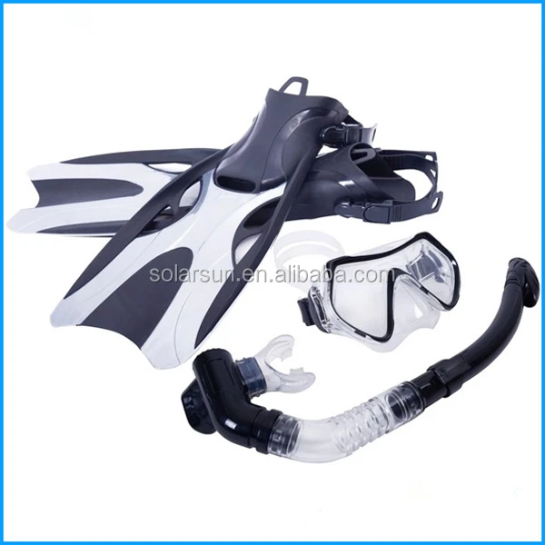 Professional adult snorkel set panoramic dive mask dry snorkel fin set adjust fins wholesale