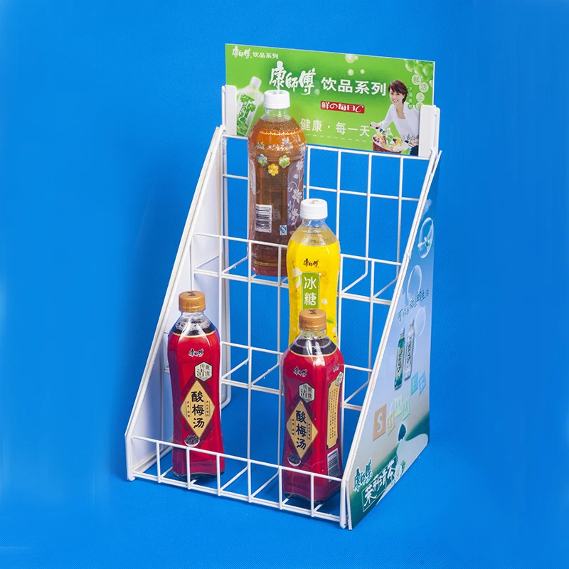 Counter Standing Retail Stores Promotion Metal Wire Rack Beverage Drink