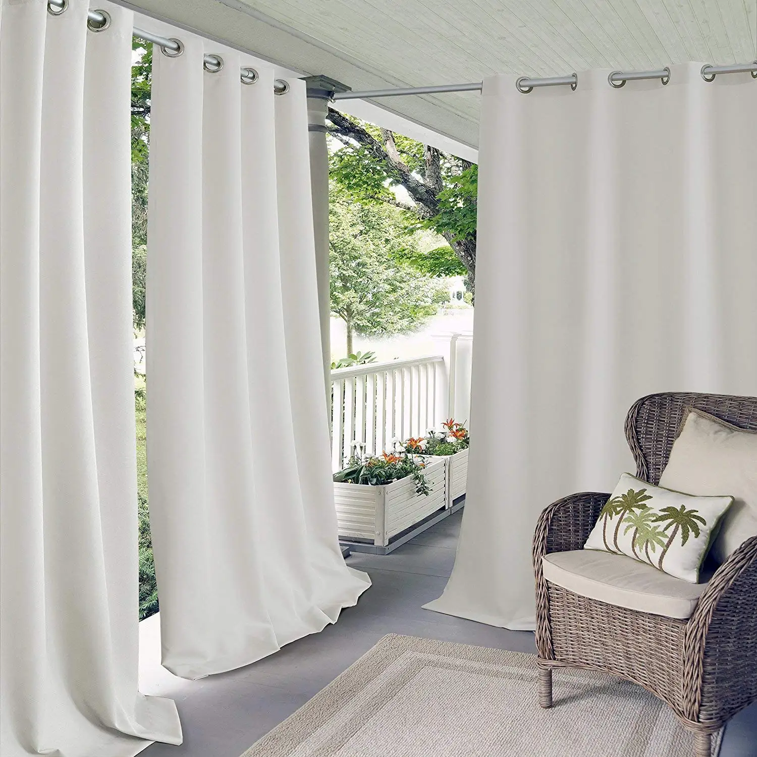 Buy un 1pc 95 Outdoor White Solid Color Gazebo Curtain, Cabana ...