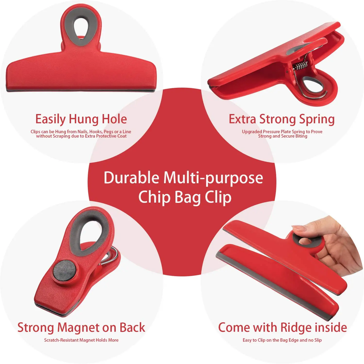Multi-Purpose Clips for Food Bag Magnetic Plastic Clip Air Tight