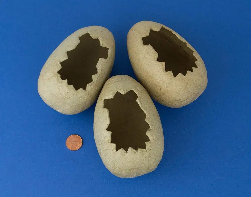 3 Large Paper Mache Open Fronted Easter Egg Shells to Decorate - 12cm