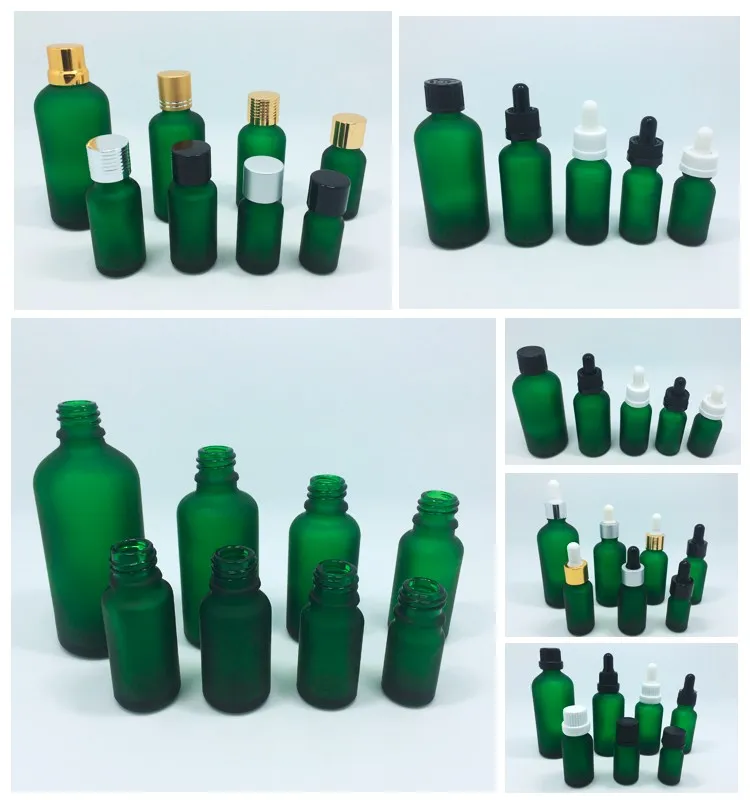 Download Frosted Green Glass Bottles With Dropper Childproof ...