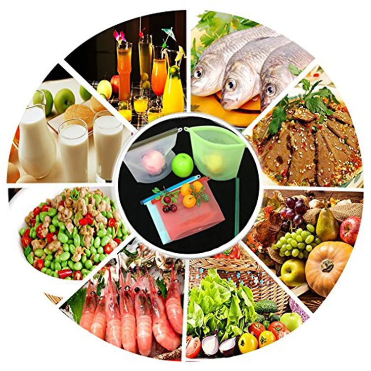 Wholesale Hot Selling New Product Reusable Food Container Silicone Freezer Vacuum Food Zipper Storage Bag