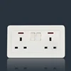 Factory price 13A 2gang 3 pin uk type socket with neon