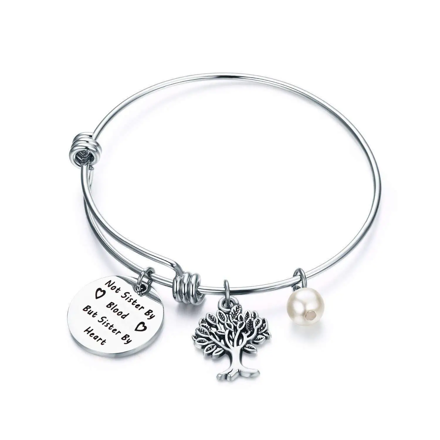 MYOSPARK Not Sisters by Blood But Sisters by Heart Bracelet Best Friend Bracelet Inspirational Gift for Sister