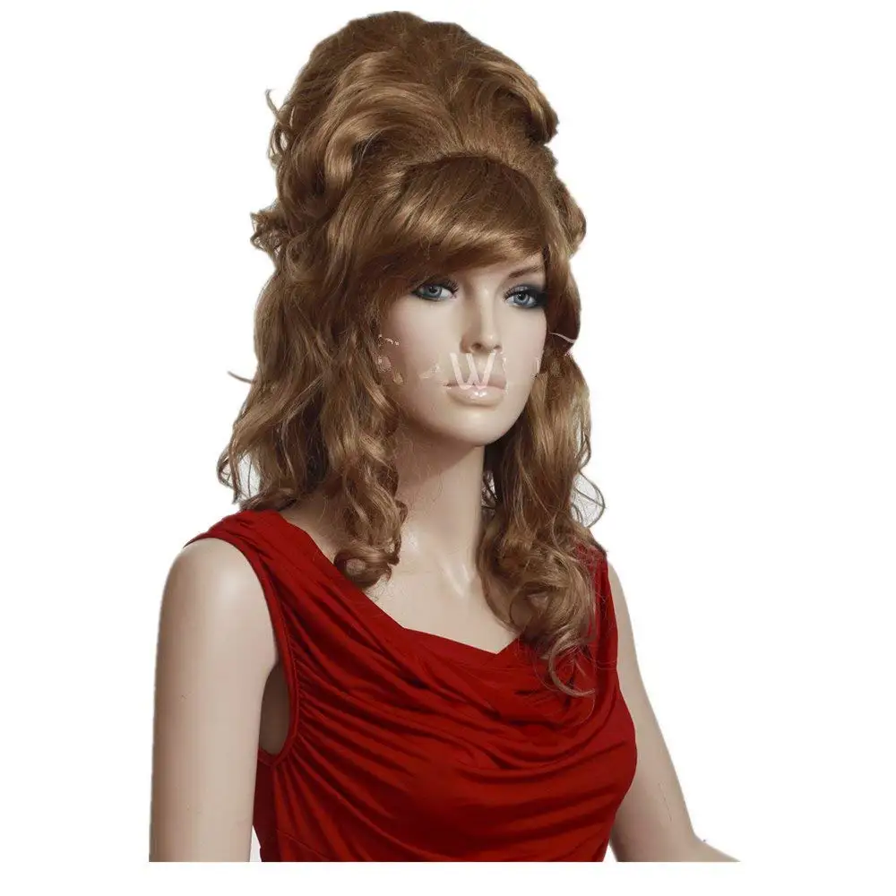 Buy Bouffantlong Gold Curly Big Waves Full Fringe Bangs Hairstyle