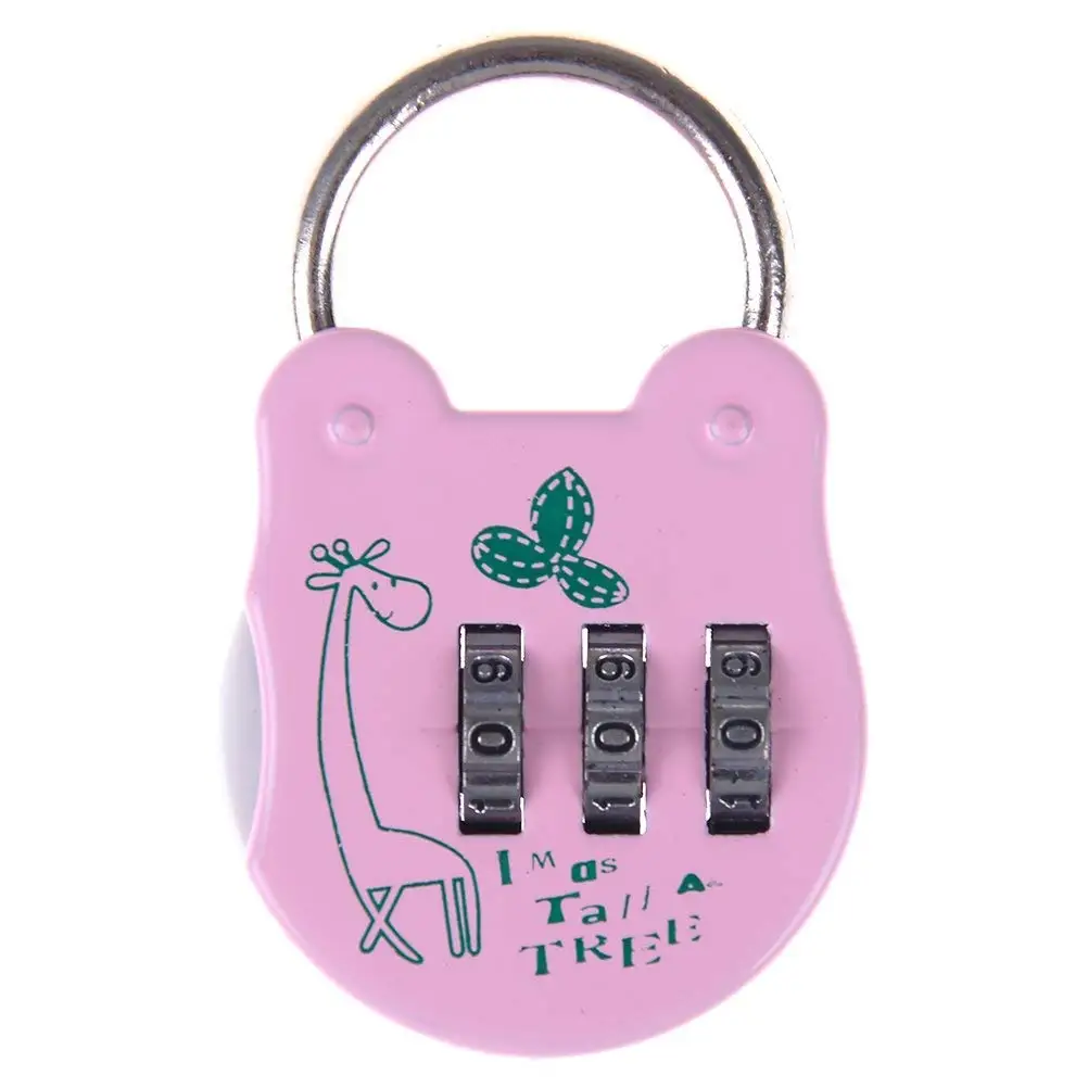 YUYUE Security Padlock 3 Digit Combination Lock with Cartoon Pattern Mini Password Padlock for Bag, Luggage, School Gym Locker (Pink)