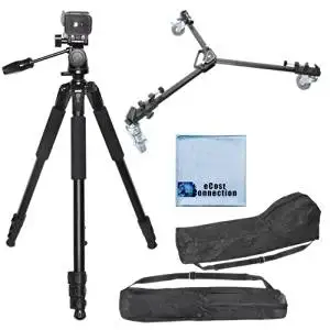72 Inch Elite Series Full Size Camera Tripod for DSLR Cameras//Camcorders Elite Series Professional Universal Tripod Dolly with One-Step Easy Lock System /& eCostConnection Microfiber Cloth