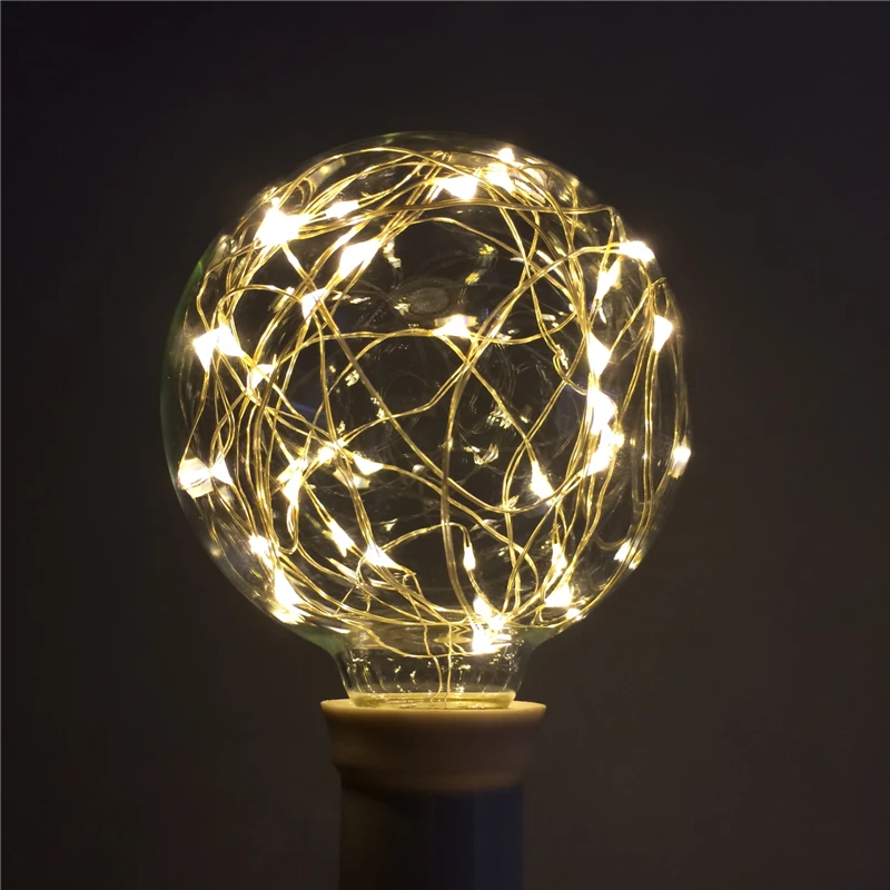 E27 Copper wire decorative light bulb Colorful LED Edison Ball bulb G95 font fireworks