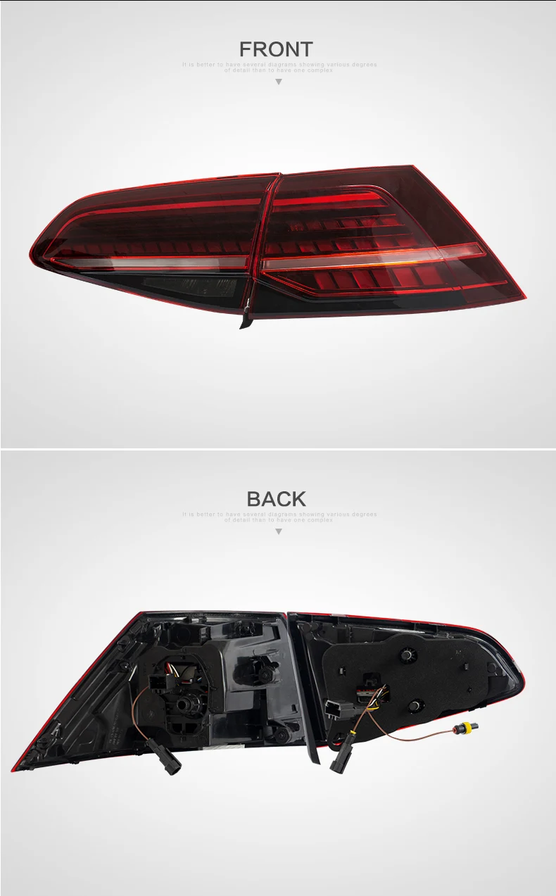 VLAND manufacturer for Car Taillight for Golf 7 LED Tail light for 2016 2017 2018 for Golf 7.5 Tail lamp with moving turn signal