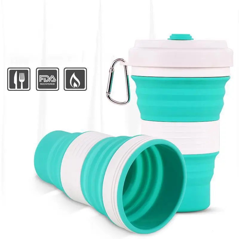 Free Collapsible Reusable Folding Coffee Mug Travel Camping Foldable Silicone Rubber Expandable 