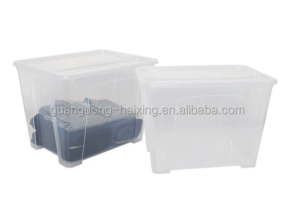 Factory direct price 21L box transparent container home organizing storage bins plastic with lid for clothes