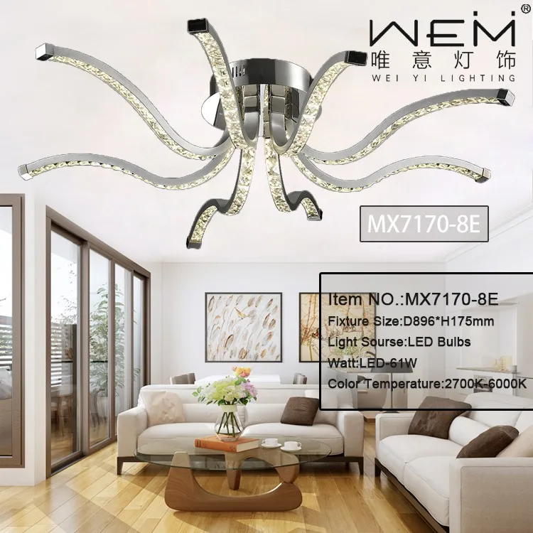 Newly Unique Design Octopus Shape Led Crystal Ceiling Light Weiyi