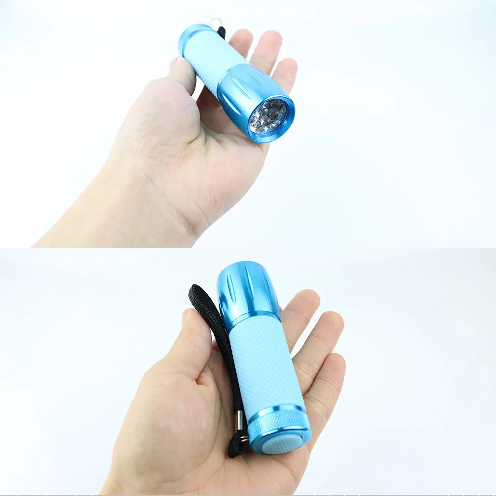 Wholesale Aluminum Cheap Portable Mini 9 LED Torch Light Flashlight with 3 AAA battery supplier