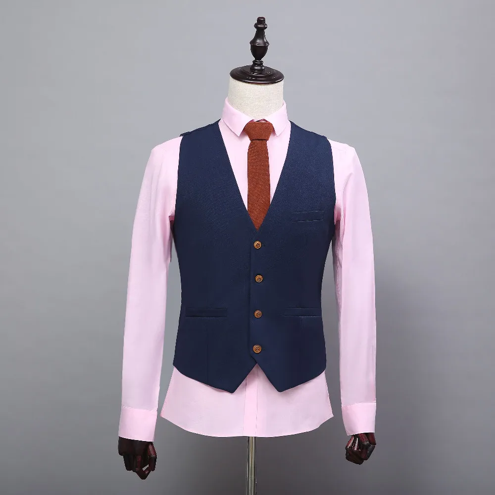 New Fashion Blue Peaked Collar Formal Male Custom Made Tuxedo Costume 3 ...