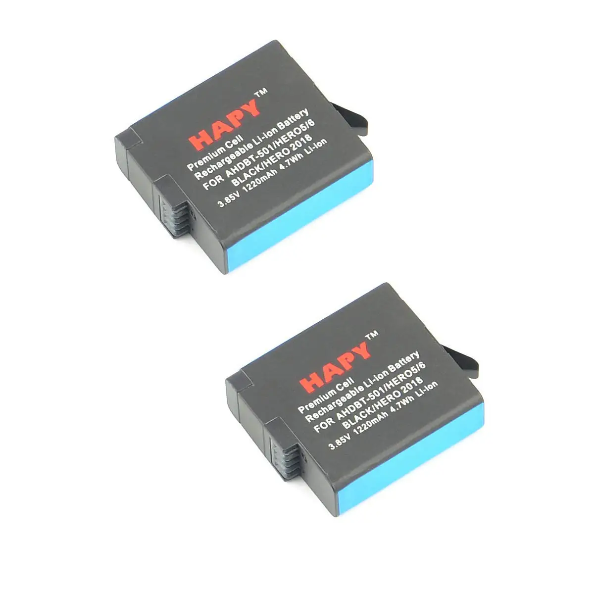 HAPY 2 Pack Rechargeable Battery 1220mAh for Gopro Hero 6,HERO6 Black,Hero 5, HERO5 Black,Hero (2018),GoPro AHDBT-501,AABAT-001 Battery