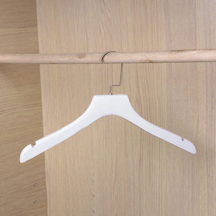 White Wood Hangers For Flat Head With Antiskid Slot And Strip Buy