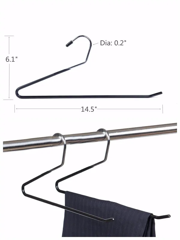 Metal Open Ended Pants Hangers Jeans Trouser Hangers With Non Slip