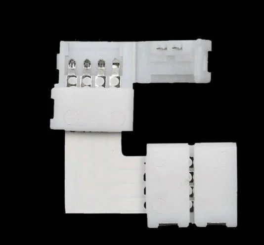10mm 4 Pin RGB LED Light Strip Connectors for 5050 3528 LEDs 90 Degree Corner Strip to Strip Jumper