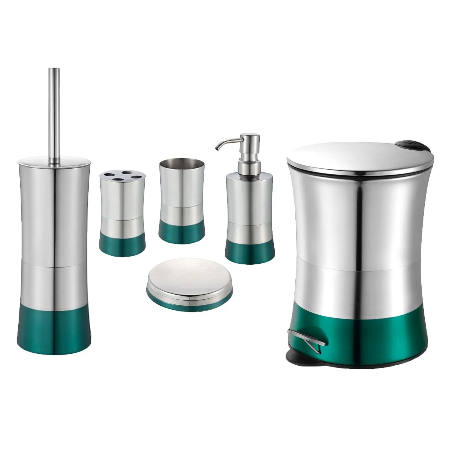 Teal Bathroom Set Find Deals On Line At Teal 6 Piece Bathroom Accessory Set Stainless Steel Trash Bin Toilet Brush