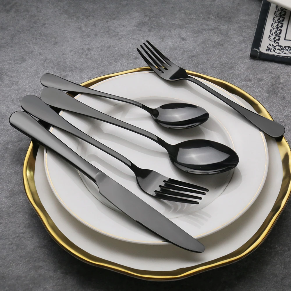 European Royal Rainbow Tableware Stainless Steel Dinnerware Black