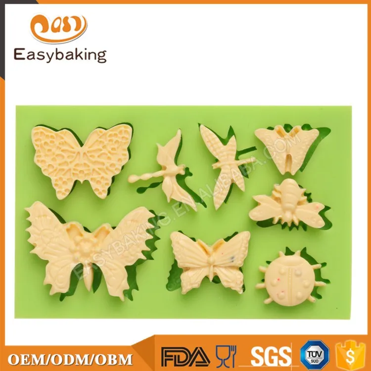 ES-0207 molde decorativo para pasteles fondant de silicona con forma de mariposa bonita