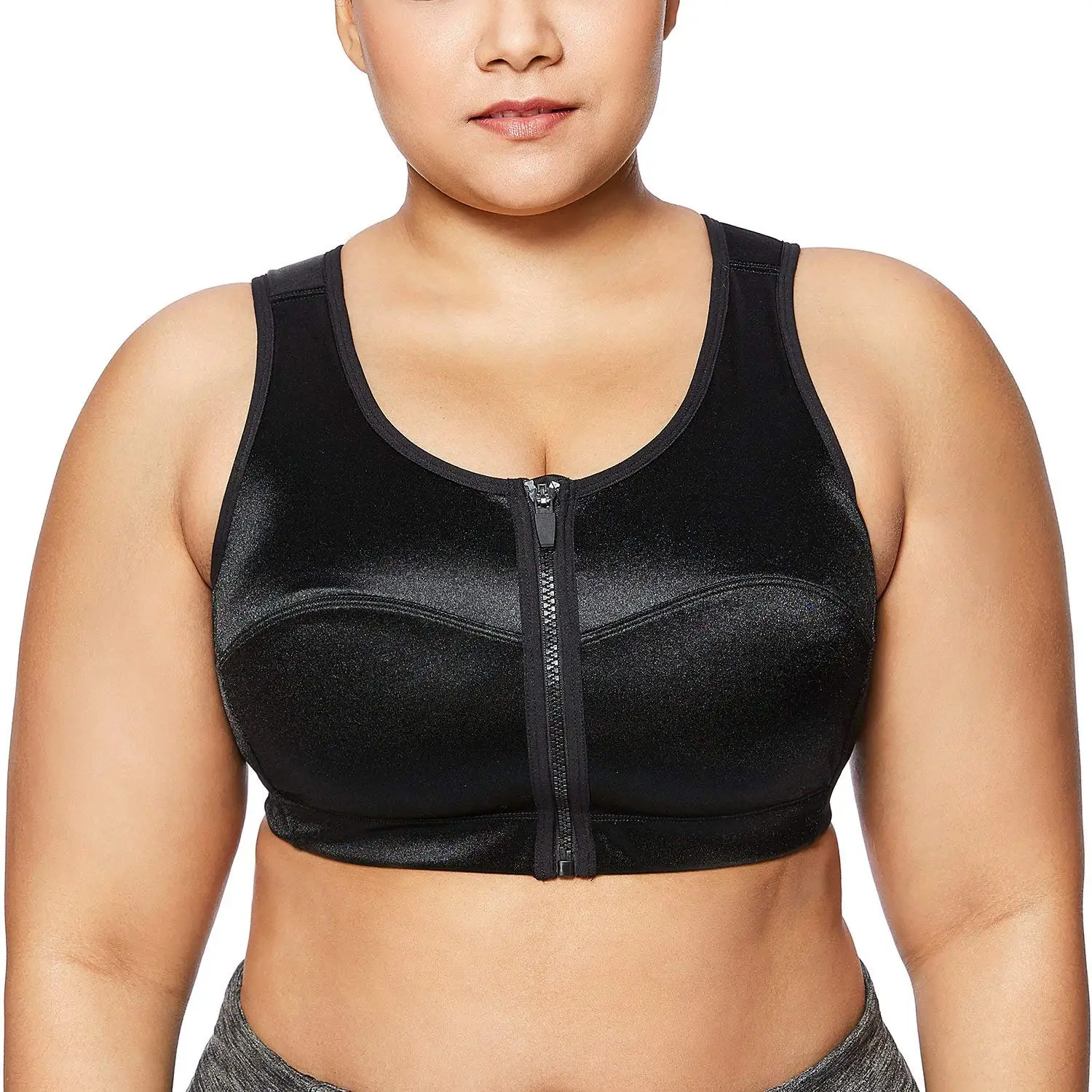 zip up sports bra plus size