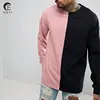 2020 New trend hot sale top selling ODM&OEM wholesale custom men streetwear oversized contrast two tone plain color fancy Tshirt