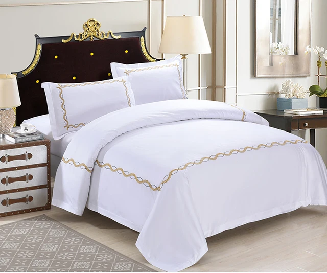 White Cotton Embroidery Hotel Linen Duvet Covers Buy White