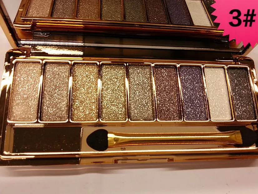 Golden Beauty Cosmetics 9 Colors Pressed Gold Glitter Eyeshadow Palette