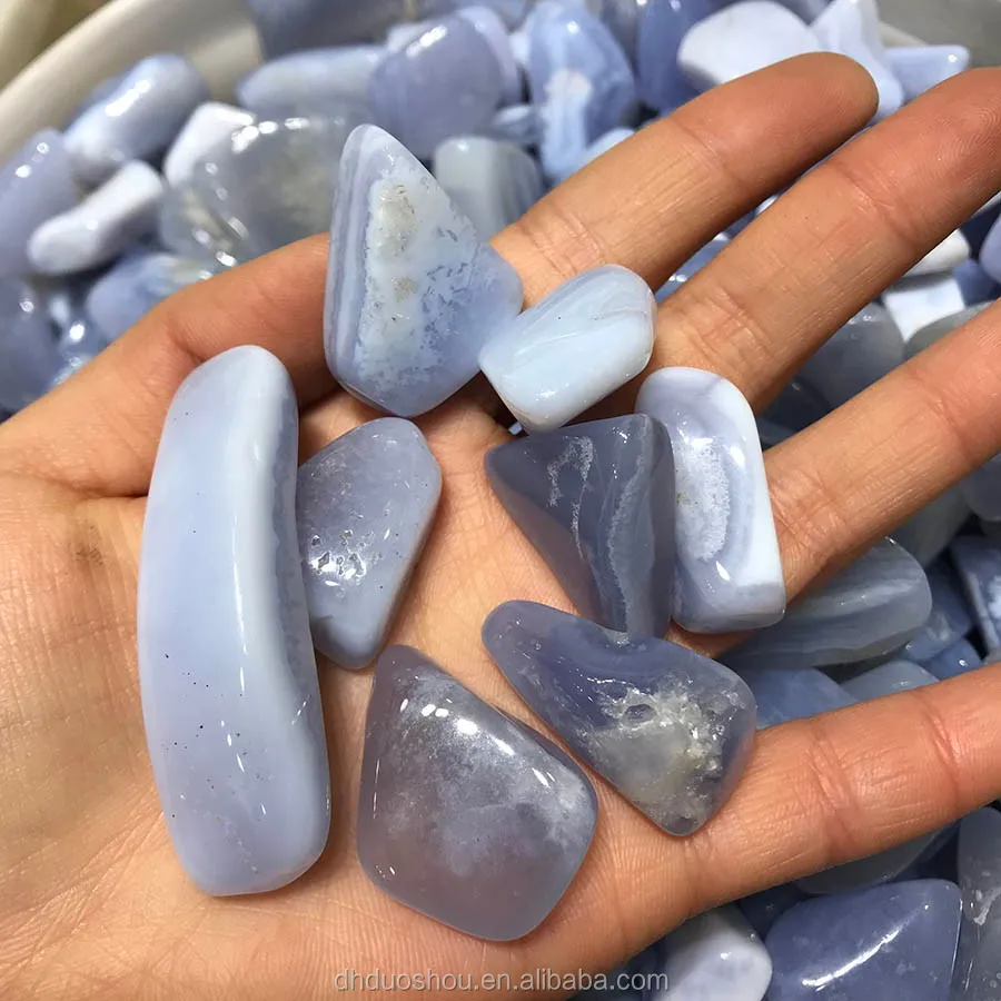 2-3cm natural blue lace agate tumbled crystal healing energy