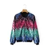 Ladies bomber jacket custom spring high quality cheap gradient sequin jacket women