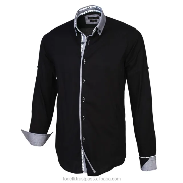 beautiful slim fit gray collar black mens business shirts