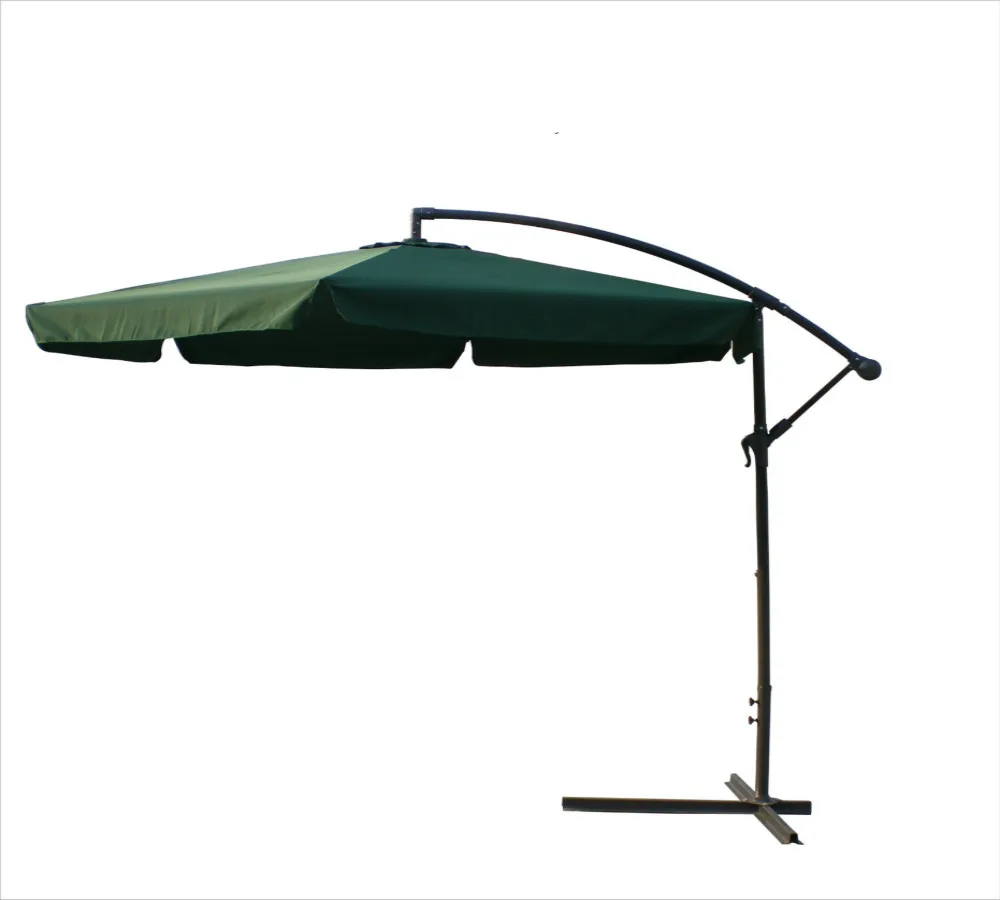 
10 Feet Steel Outdoor Side Hanging Garden Umbrella/Banana Hanging Umbrella with Base 