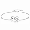 Real 925 Sterling Silver CZ Heart Charm Bracelet For Women