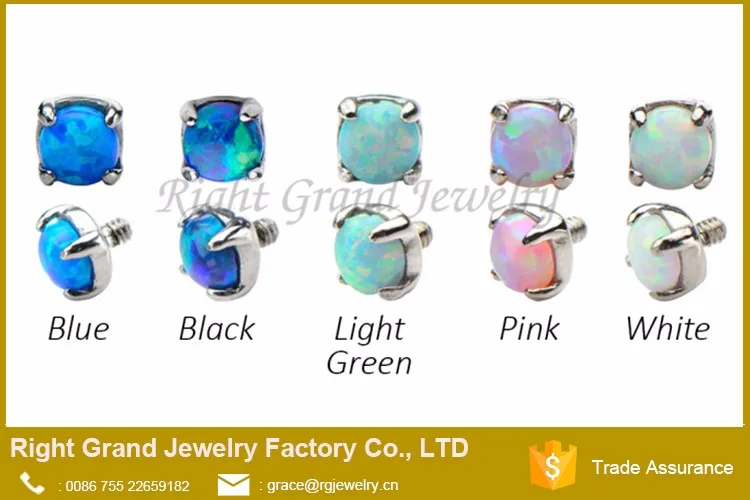 3mm 4mm 5mm Prong Set Synthetic Fire Opal Dermal Anchor Top Buy