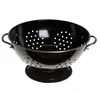 Vintage black metal fruit colander kitchen strainer with both handles