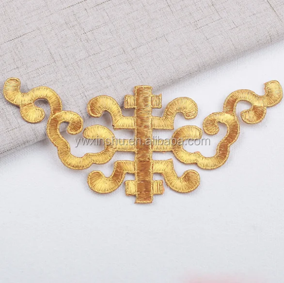 large embroidery applique gold metallic iron