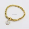 Yiwu Aceon Stainless Steel Fashion Pop Corn Chain Gold Crystal Heart Bracelet