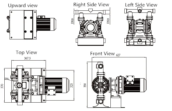 Polypropylene and Fluoroplastics electric diaphragm pump for acid or alkali or corrosive liquid transportation