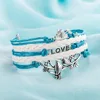 Fashion Love silver plated four leaf clover rope bracelet,bird bracelet