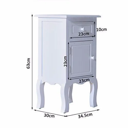 Nightstand Shabby Chic Night Table Wardrobe White Bedside Table Night