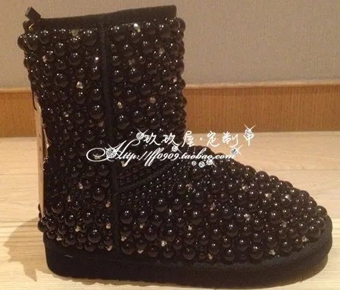 Free shipping Children rhinestone pearls snow boots handmade children princess style fashion Sweet snow boots Children