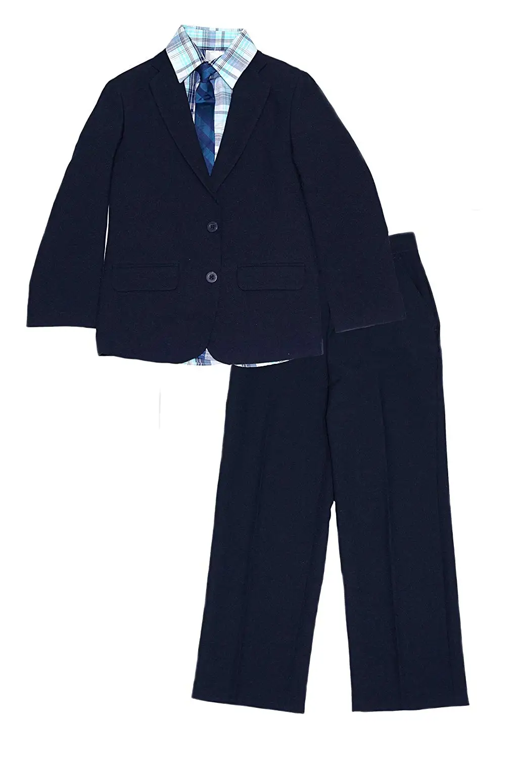 Abetteric Womens Plaid Double Button BF Style Blazer 2-Piece Suits Set