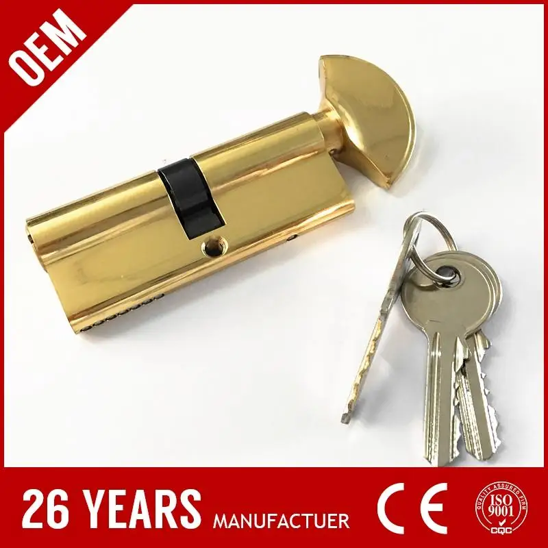 60mm Euro Profile Brass Key Cylinder Lock With Nickel Brush Finish