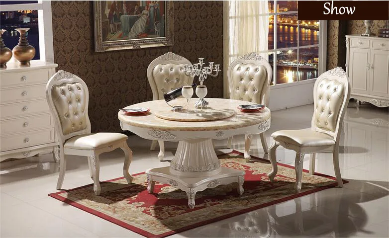 Modern Style Italian Dining Table, 100% Solid Wood Italy Style Luxury round Dining Table set o1237