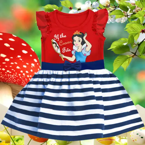 2016 Summer Kids Girl Dress stripe Princess Dresses Cartoon The Snow White Costume Children toddler Clothes