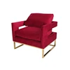 Chinese shop online home decor modern single seater metal chair frames wing chair velvet