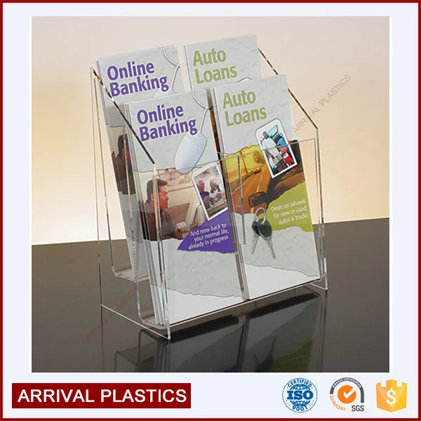 2 Pockets Plastic Acrylic Flyer Holder A5 Acrylic Brochure Holder