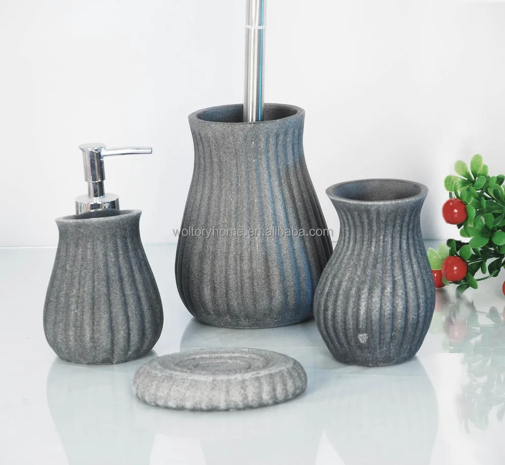 Grey Stone Bathroom Accessories Set/bath Set/tumbler/soap Dispenser